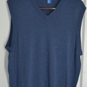 Brooks Brothers Mens V-Neck Vest, XXL, Slate Blue, Ultimate Merino Wool